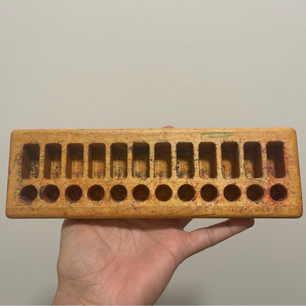 Wooden crayon holder